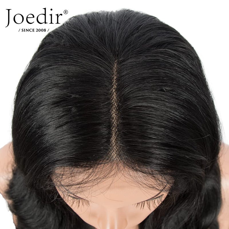 Joedir 26" Big Curly Wavy Lace Front with 1.5"x4.5" Deep Parting HD Lace Wigs With Baby Hair High Temperature Synthetic Long Body Wave Wig For Women 180% Density(Black Color) - Image 5