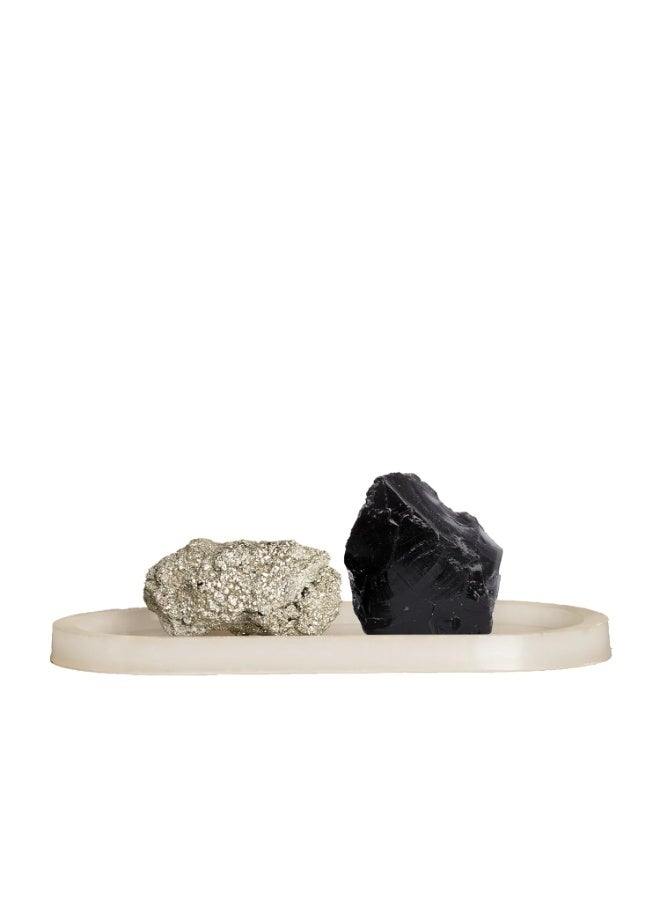 Studd Muffyn | Richie Rich Geode Combo with Selenite Plate | Pyrite Geode | Obsidian Geode | Selenite Plate | Attract Wealth and Prosperity | Shield Against Negativity - Image 1