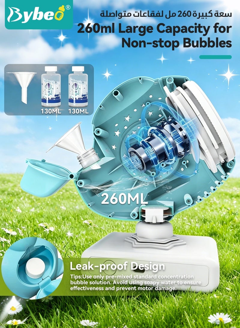 Bybeo Kids' Bubble Machine, Spaceship Bubble Blower, Portable Bubble Maker with Music and Colourful Lights, Rechargeable Bubble Blowing Toys with 260ML Bubble Solution,  Auto 360° Rotation, for Indoor and Outdoor Party - Image 5