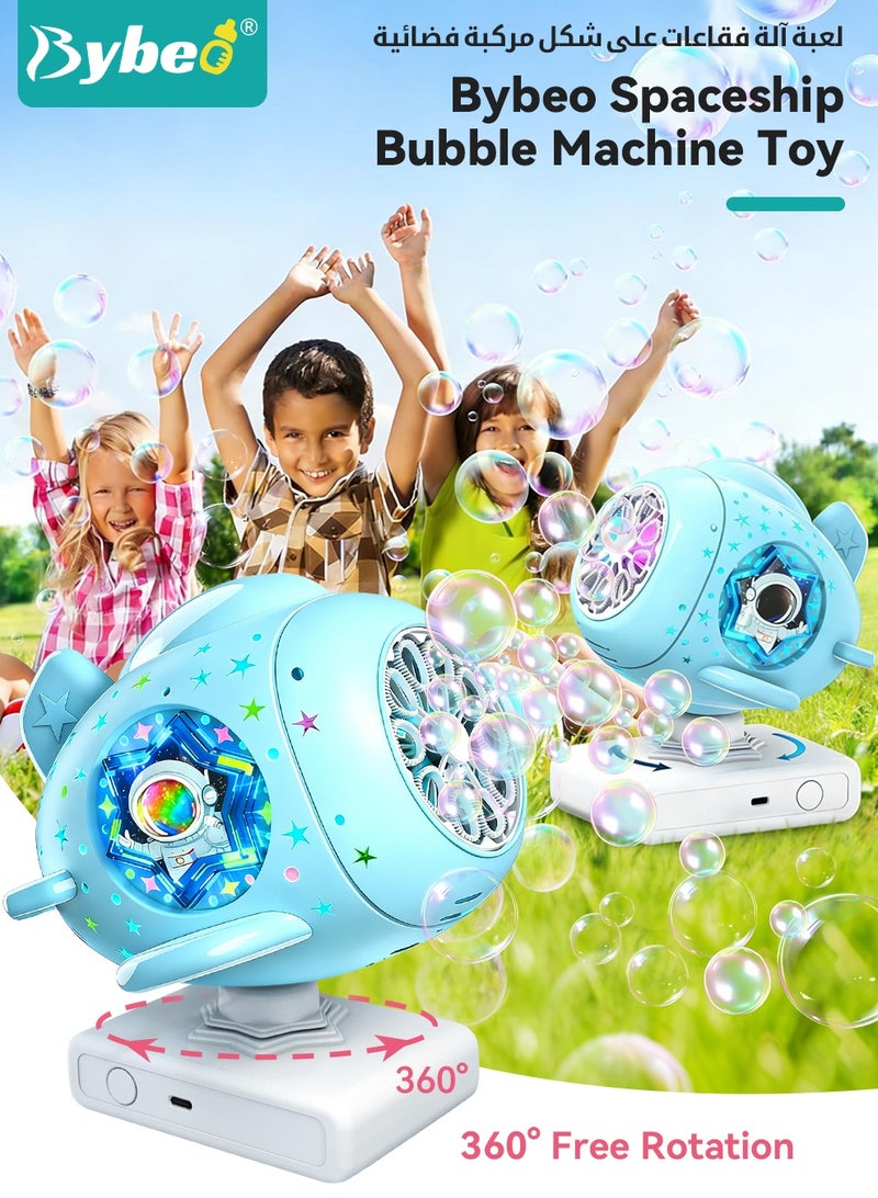 Bybeo Kids' Bubble Machine, Spaceship Bubble Blower, Portable Bubble Maker with Music and Colourful Lights, Rechargeable Bubble Blowing Toys with 260ML Bubble Solution,  Auto 360° Rotation, for Indoor and Outdoor Party - Image 2