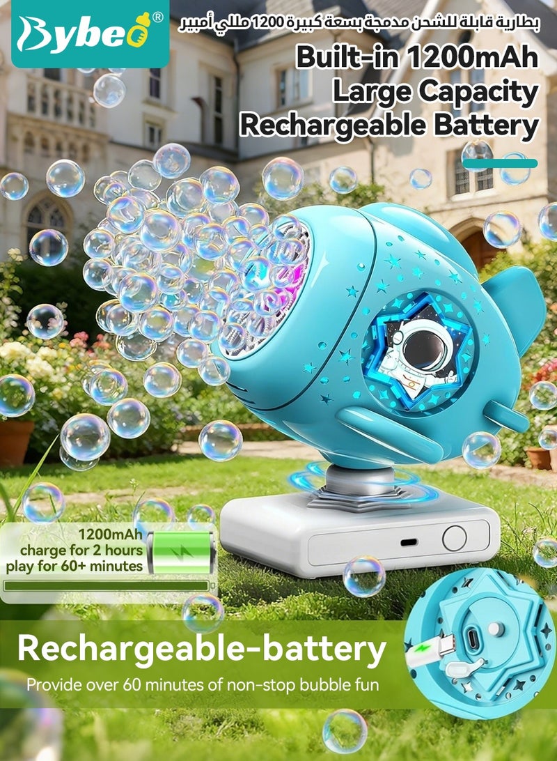 Bybeo Kids' Bubble Machine, Spaceship Bubble Blower, Portable Bubble Maker with Music and Colourful Lights, Rechargeable Bubble Blowing Toys with 260ML Bubble Solution,  Auto 360° Rotation, for Indoor and Outdoor Party - Image 3