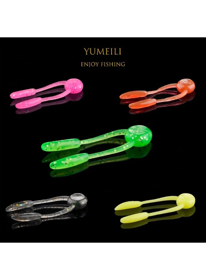 20 Pack Micro Mini Lure Soft Bait Orange Small Jig Beans Imitation Fish Baits for Trolling and Root Fishing - Image 1