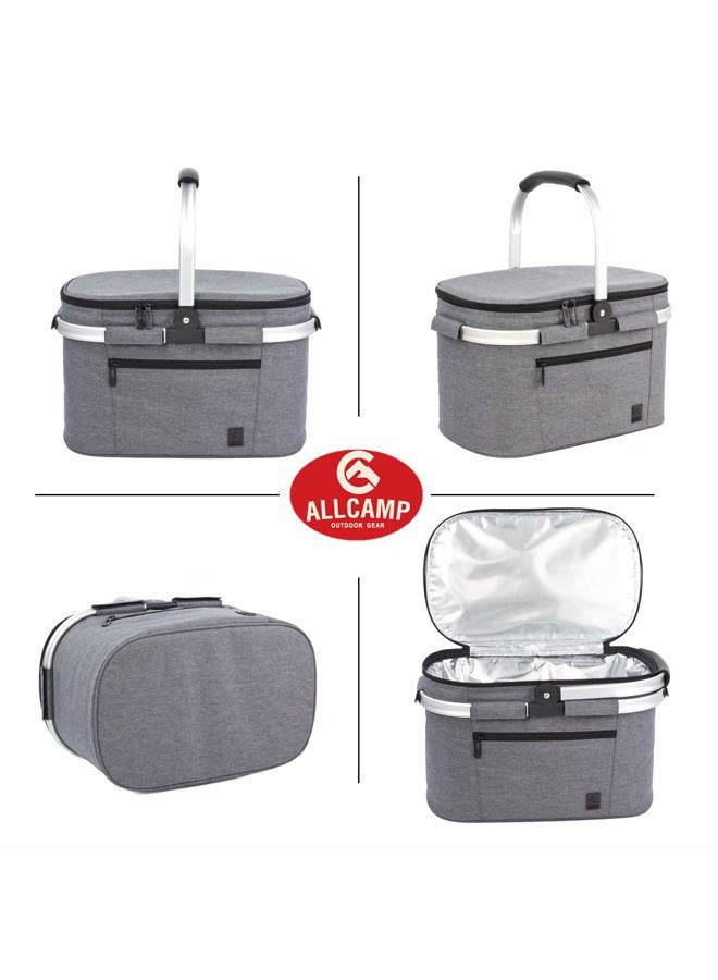 ALLCAMP OUTDOOR GEAR ALLCAMP Insulated Cooler Bag Portable Collapsible Picnic Basket Cooler Bag Collapsible, Leakproof, Lightweightwith Sewn in Frame (Medium Gray)  - Image 4