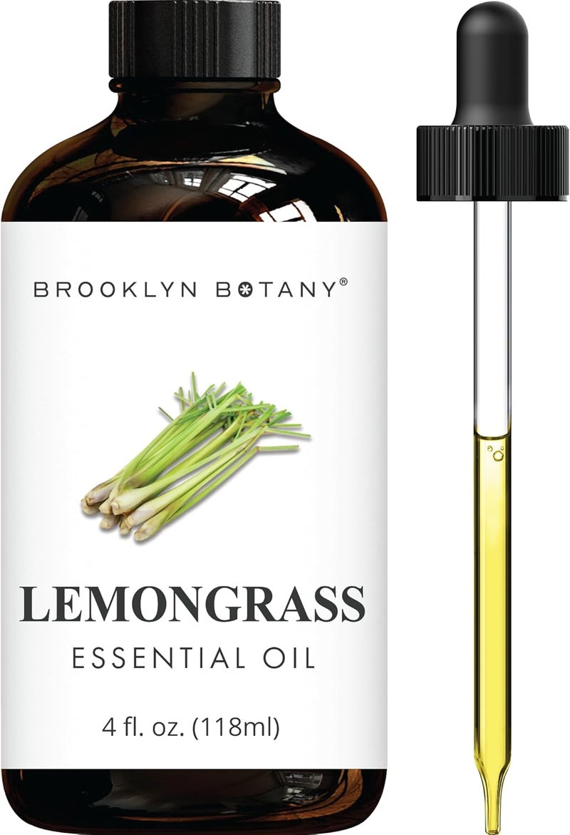 Brooklyn Botany Lemongrass Essential Oil - Huge 4 Fl Oz - 100% Pure and Natural - Premium Grade with Dropper - for Aromatherapy and Diffuser - Image 1