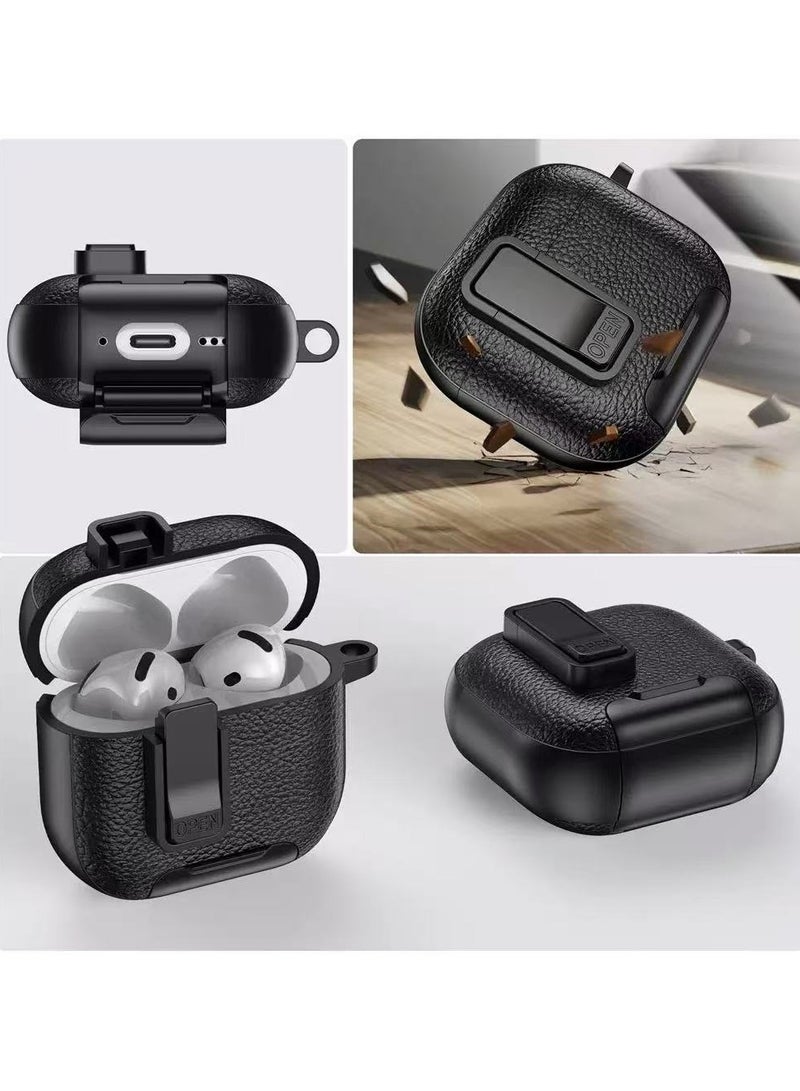 DKNG AirPods Pro 3 case with leather texture design, comes with a keychain, compatible with AirPods Pro 3 (Army Green) - Image 2
