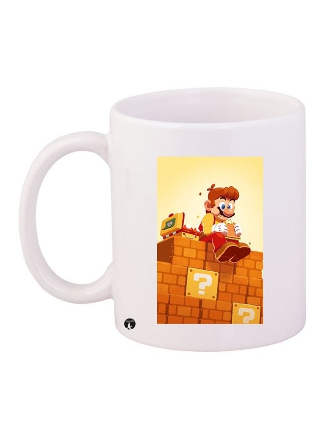 RYN Super Mario Printed Coffee Mug White/Beige/Brown 11ounce