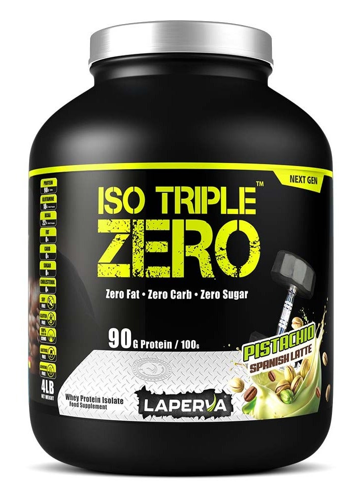 بروتين مصل اللبن من الجيل التالي من Iso Triple Zero - لاتيه إسباني بالفستق، 4 أرطال، خالٍ من السكر، منخفض الكربوهيدرات، وخالي من اللاكتوز