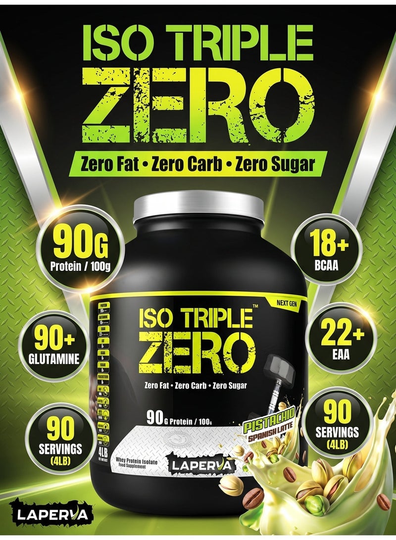 لابيرفا بروتين مصل اللبن من الجيل التالي من Iso Triple Zero - لاتيه إسباني بالفستق، 4 أرطال، خالٍ من السكر، منخفض الكربوهيدرات، وخالي من اللاكتوز - Image 3