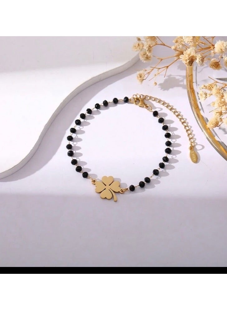 إيكوال اسوارة نسائية أنيقة من الاستانلس ستيل مطلية باللون الذهبي عيار 18 - Image 1