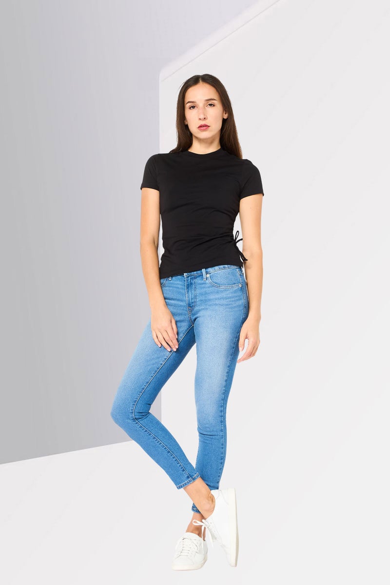 Karl Lagerfeld Women Crew Neck Short Sleeve Plain T-Shirt, Black - Image 4