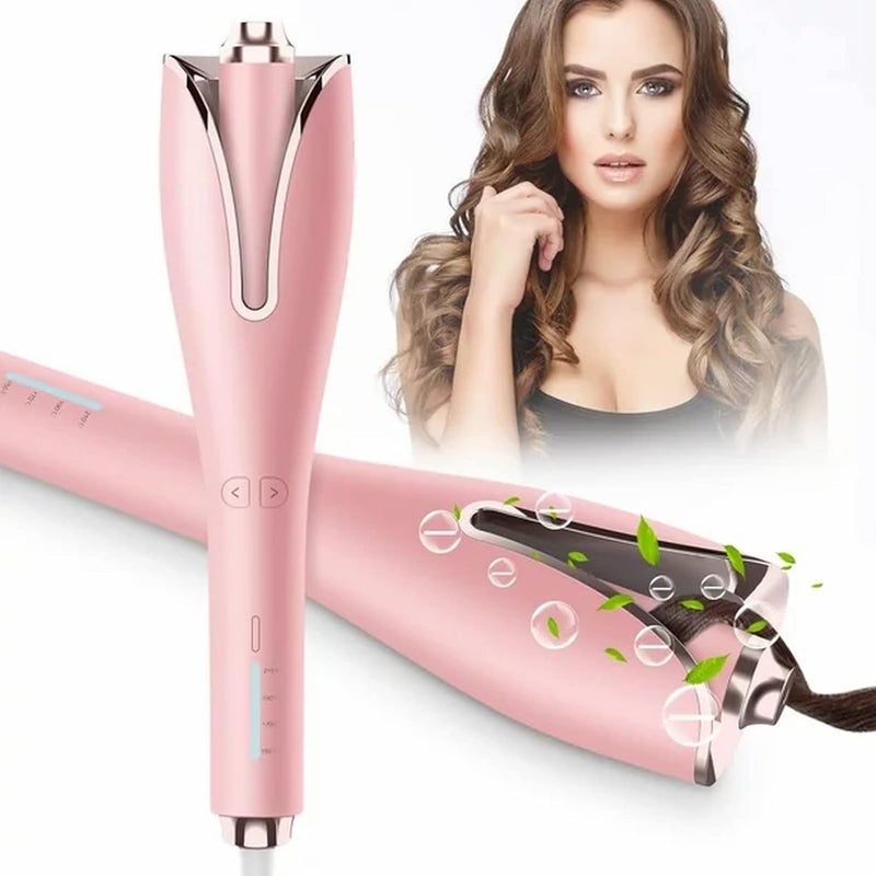 klarako Auto Hair Curler, Hair Curlers with 4 Temps & Auto Shut-Off, Spin Iron Curling Wand Left&Right Auto Rotating Hair Curling Wand for Lasting Shiny Curls (Pink, One Size) - Image 1
