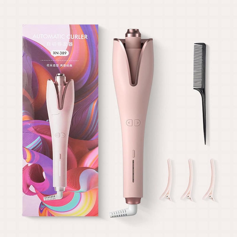 klarako Auto Hair Curler, Hair Curlers with 4 Temps & Auto Shut-Off, Spin Iron Curling Wand Left&Right Auto Rotating Hair Curling Wand for Lasting Shiny Curls (Pink, One Size) - Image 3