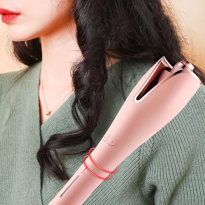 klarako Auto Hair Curler, Hair Curlers with 4 Temps & Auto Shut-Off, Spin Iron Curling Wand Left&Right Auto Rotating Hair Curling Wand for Lasting Shiny Curls (Pink, One Size) - Image 5
