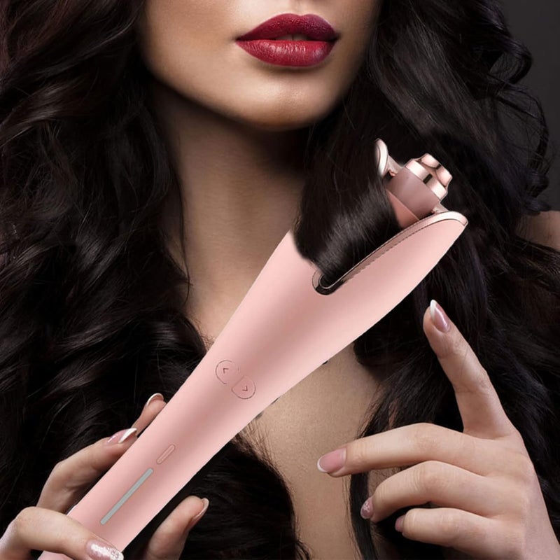 klarako Auto Hair Curler, Hair Curlers with 4 Temps & Auto Shut-Off, Spin Iron Curling Wand Left&Right Auto Rotating Hair Curling Wand for Lasting Shiny Curls (Pink, One Size) - Image 2