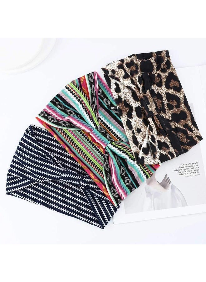 GORTIN Boho Headbands Leopard Hair Bands Knoted Turban Stretch Twist Head Wraps Stripe Cloth for Women and Girls 3 Pcs (Boho) - Image 2