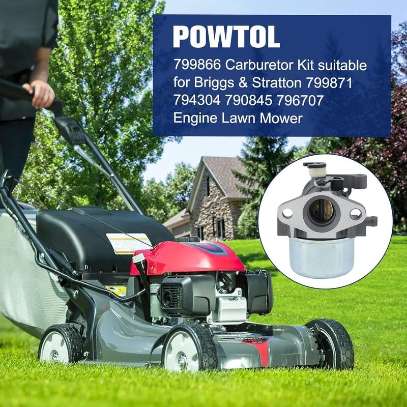 Powtol 799866 كربوراتور لمحرك بريغ وسترون 190CC سلسلة 675 790845 794304 799871 796707 كرافتسمان تروي بيلت 6.75 725EX TB230 تورو 20332 جزازة العشب - Image 2