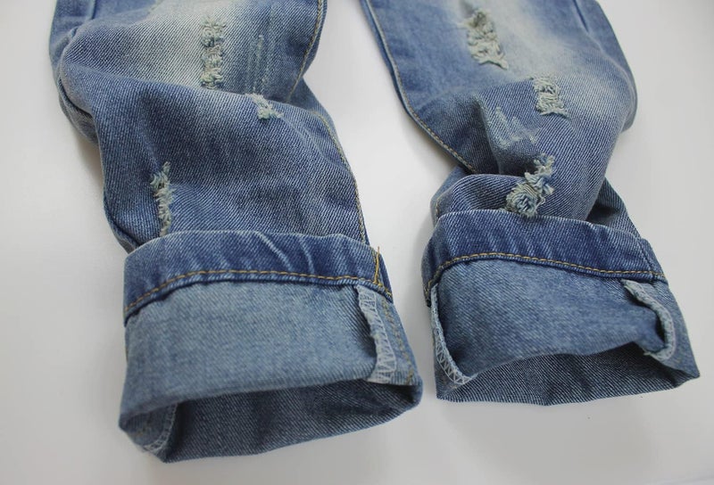 ABALACOCO Store Girls Kids Overalls Jeans Adjustable Strap Ripped Denim Cute Jumper Jumpsuits Pants 6-13T - Image 2
