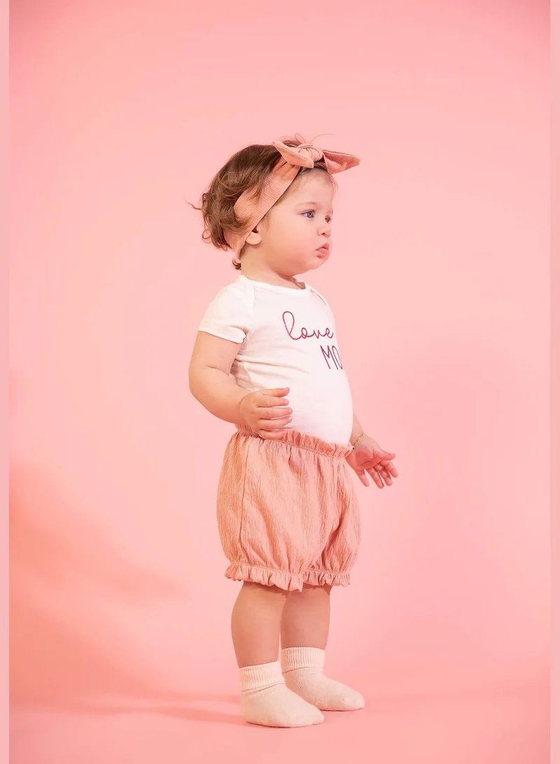 DeFacto Short Sleeve Slogan Love Mom Printed Bodysuit