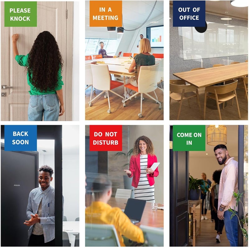 EliteSign Office Door Signs- 6 Options Out Of Office Sign for Door,Do Not Disturb, In A Meeting,Please Knock, Come On In,Back Soon, Privacy Slider Sign for Meeting & Conference Room Frosted Silver - Image 3