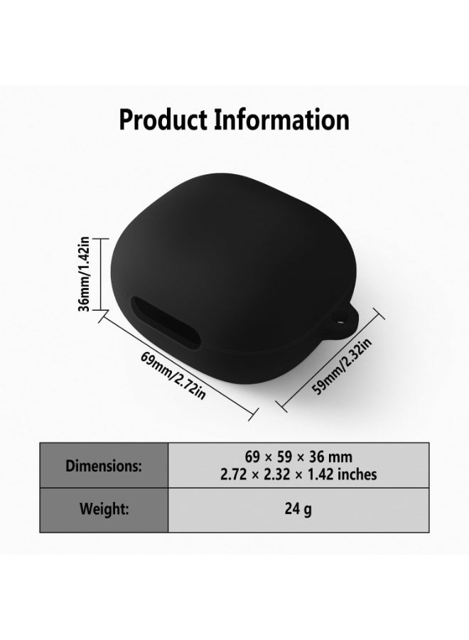 Silicone Case for Anker Soundcore P40i, Soft Protective Silicone Cover with Carabiner, Shockproof Anti-Scratch Case Sleeve Compatible with Anker Soundcore P40i Wireless Earbuds – Black - Image 3