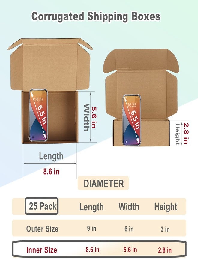 MEBRUDY 9x6x3 Inches Shipping Boxes Pack of 25, Corrugated Cardboard Box for Mailing Packing Literature Mailer - Image 2