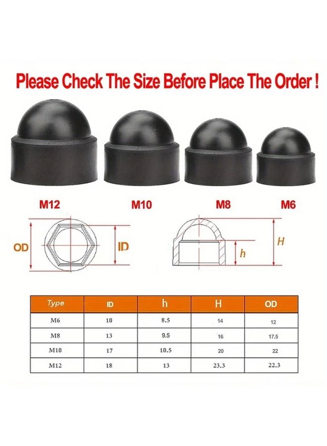 12 Plastic Hexagonal ID 10 MM Screw Protection Caps for Bolts and Nuts M6 M8 M10 M12 Front Rear Doors - Image 2