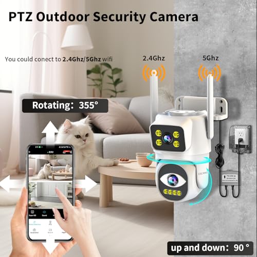 ESCANU Dual Lens Security Camera Outdoor,WiFi Camera for Home Security,Home Survaillance Outdoor,PTZ,2-Way Audio, Auto Tracking,Night Vision,24/7 Continous Record,IP65 Weather Proof - Image 4