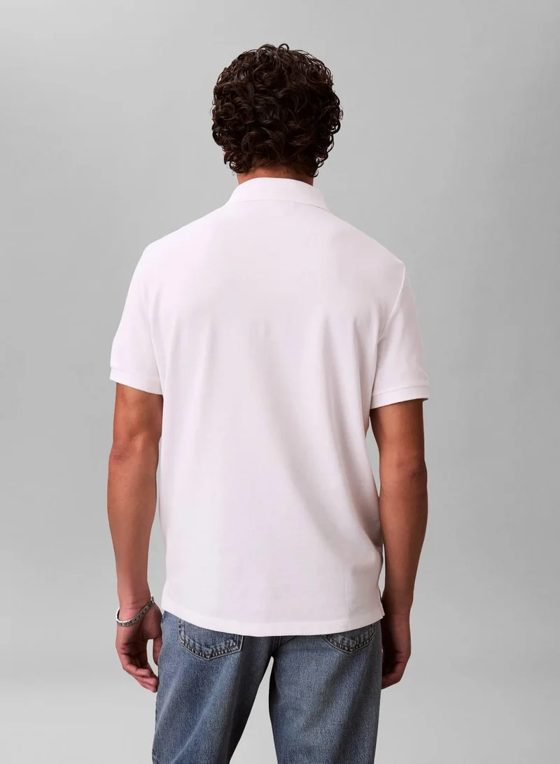 Calvin Klein Jeans Bright White Cotton Piqué Polo Shirt for Men | Best Price UAE