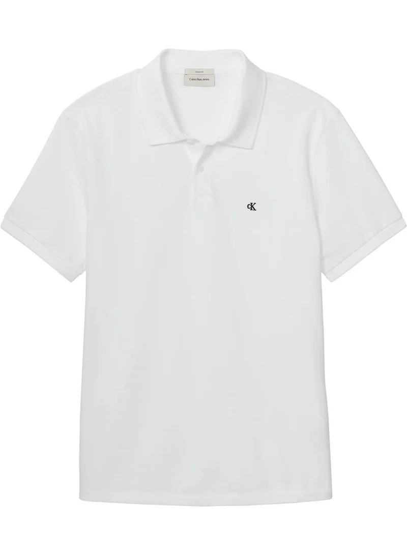 Calvin Klein Jeans Bright White Cotton Piqué Polo Shirt for Men | Best Price UAE