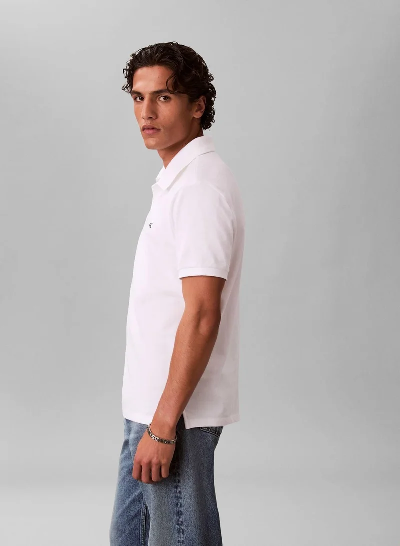 Calvin Klein Jeans Bright White Cotton Piqué Polo Shirt for Men | Best Price UAE