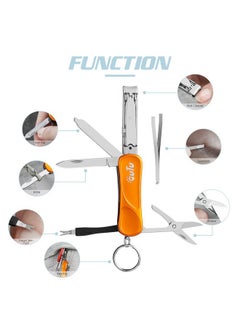 OUTU Keychain Nail Clipper Multitool, 7 In 1 Edc Utility Tool With Nail Clipper, Scissors, Gifts For Him Men Husband Dad Boyfriend (Orange)  - Image 2