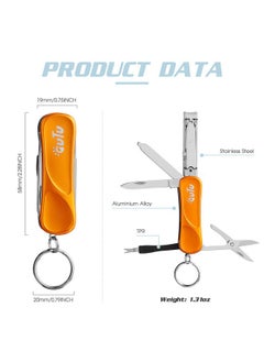 OUTU Keychain Nail Clipper Multitool, 7 In 1 Edc Utility Tool With Nail Clipper, Scissors, Gifts For Him Men Husband Dad Boyfriend (Orange)  - Image 5