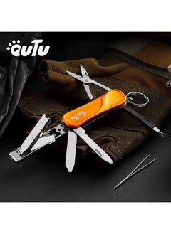 OUTU Keychain Nail Clipper Multitool, 7 In 1 Edc Utility Tool With Nail Clipper, Scissors, Gifts For Him Men Husband Dad Boyfriend (Orange)  - Image 3