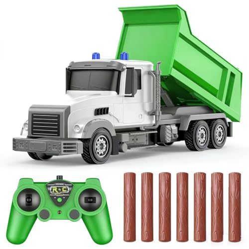 CALEST Remote Control Construction Dump Truck Toy RC Vehicle6 Channel Truck Toys with 6 pcs Wood2 Rechargeable Batteries124 Scale Dump TrucksBirthday Gifts Ideas for Boys Age 38 Year Old - Image 1