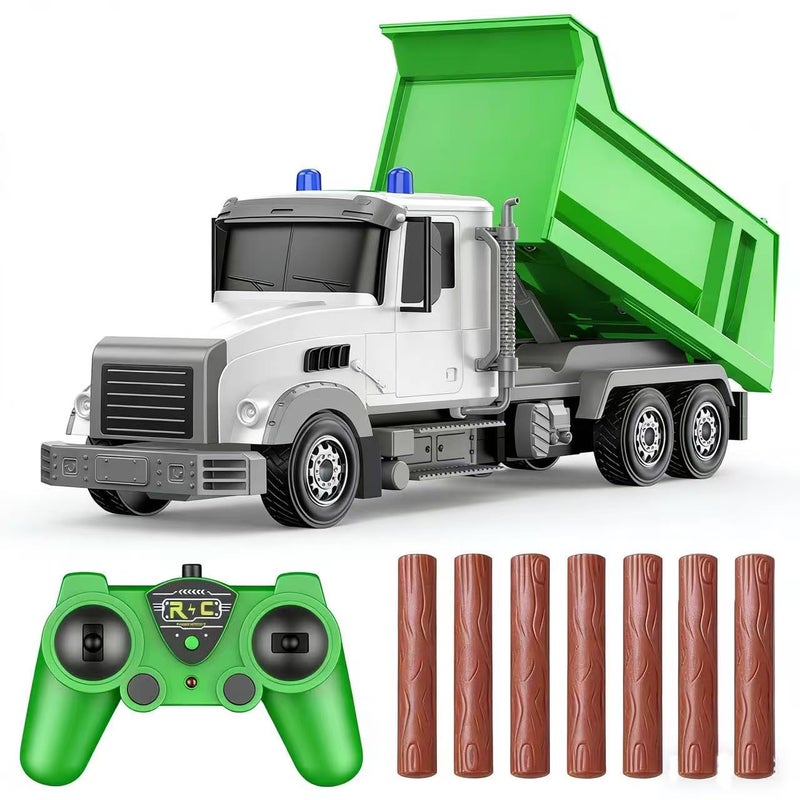 CALEST Remote Control Construction Dump Truck Toy RC Vehicle6 Channel Truck Toys with 6 pcs Wood2 Rechargeable Batteries124 Scale Dump TrucksBirthday Gifts Ideas for Boys Age 38 Year Old - Image 2