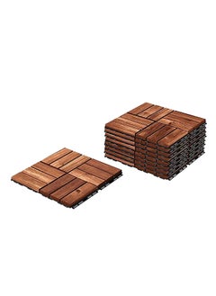 HOME TASTE Hometaste Hard Wood Interlocking Patio Deck Tiles Acacia Wood Deck Tiles Interlocking Outdoor, Patio Tiles Outdoor Interlocking Waterproof All Weather. (12_ Pieces) 