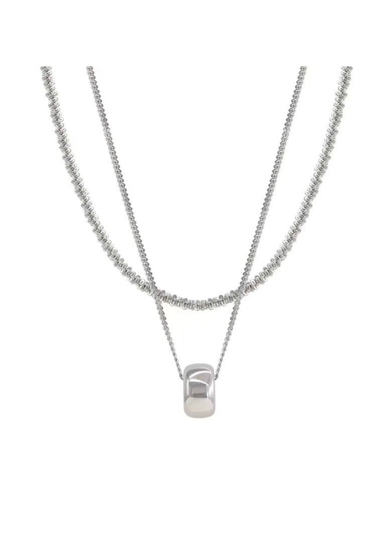 Goolsky 2025 Double Layer Circle Pendant Long Necklace – Women’s Fall Winter Sweater Chain, Minimalist Elegant Statement Jewelry  - Image 3