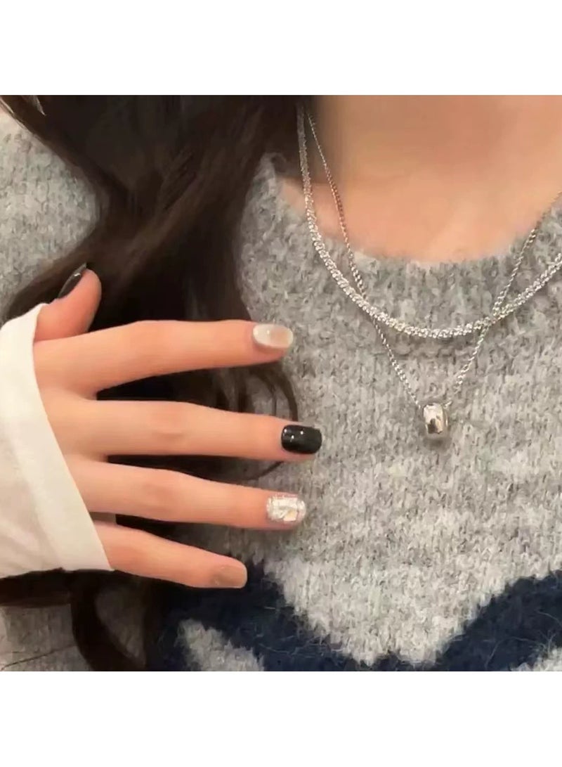 Goolsky 2025 Double Layer Circle Pendant Long Necklace – Women’s Fall Winter Sweater Chain, Minimalist Elegant Statement Jewelry  - Image 2
