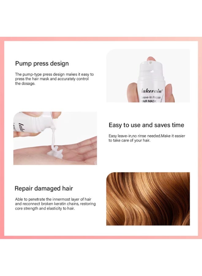 lakerain قناع شعر مرمم بدون شطف 50 مل - ماسك للشعر الناعم اللامع والمشرق، لعلاج الشعر الجاف والتالف، مناسب للشعر المجعد والمتموج والسميك والرفيع، قناع مغذي ومرطب ومملس للشعر. - Image 4