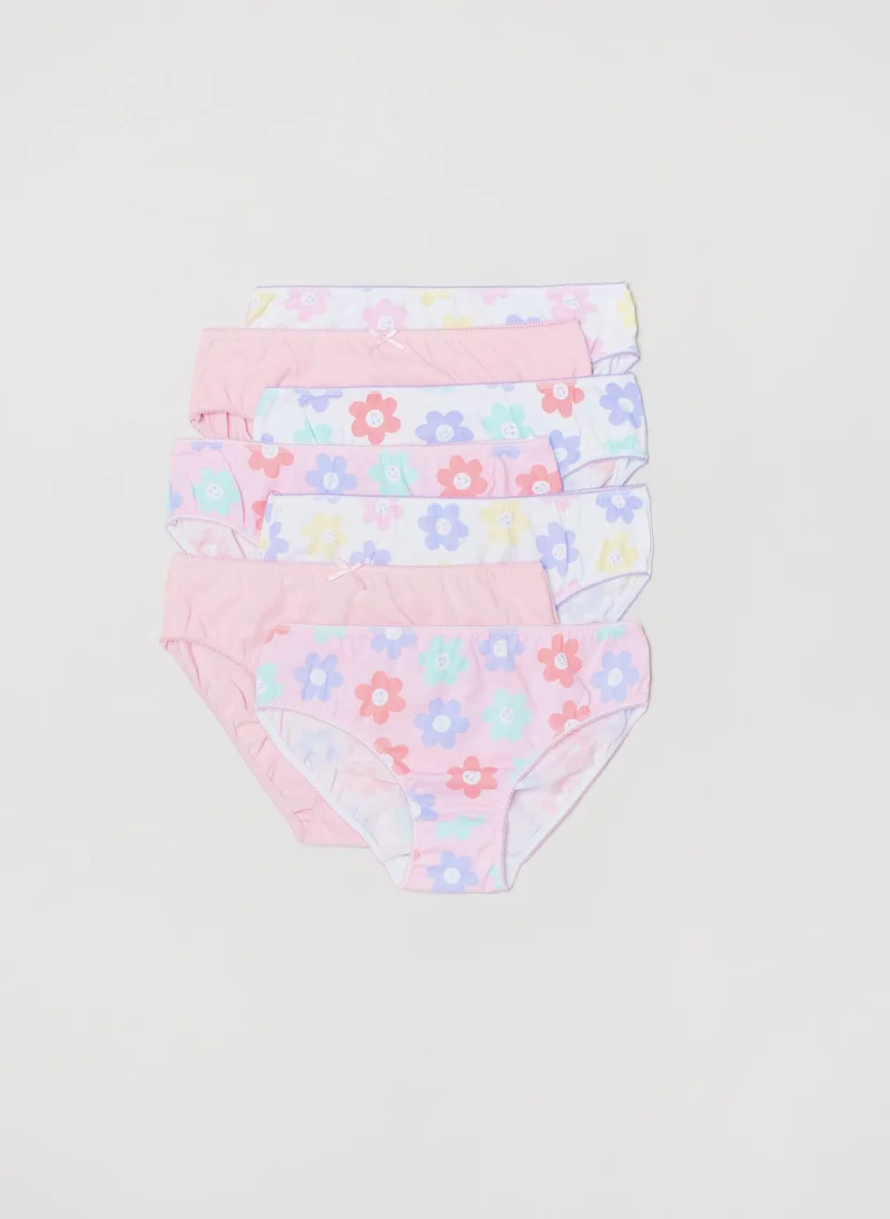 او في اس Ovs Girls Seven-Pack Briefs With Daisy Print