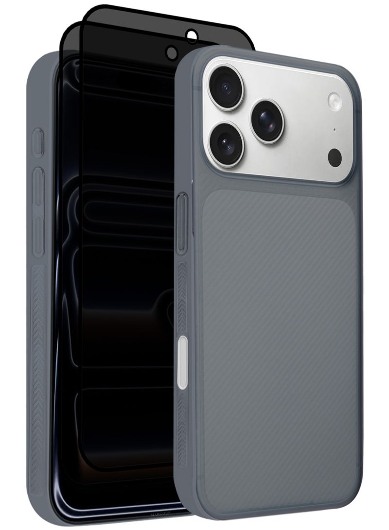 CATANES 3Packs Case Cover for iPhone 17 Pro Max, Air Skin Line Design Back Cover, Sturdy Durable Ultra-Thin Case, Drop Protection Cover Clear with Two Privacy Screen Protectors - Midnight Blue