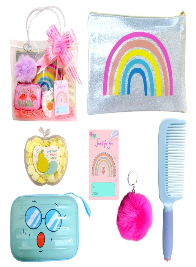 MEI & MAI Gift For Girls Birthday Age 4-10Years | Girls Gift PackI Kids Travel Essential Items IUnicorn Cosmetic Accessories Bag IPaper SoapI Hair CombI Coin Box IKey ChainI Gift Wrapped Combo Set - Image 1