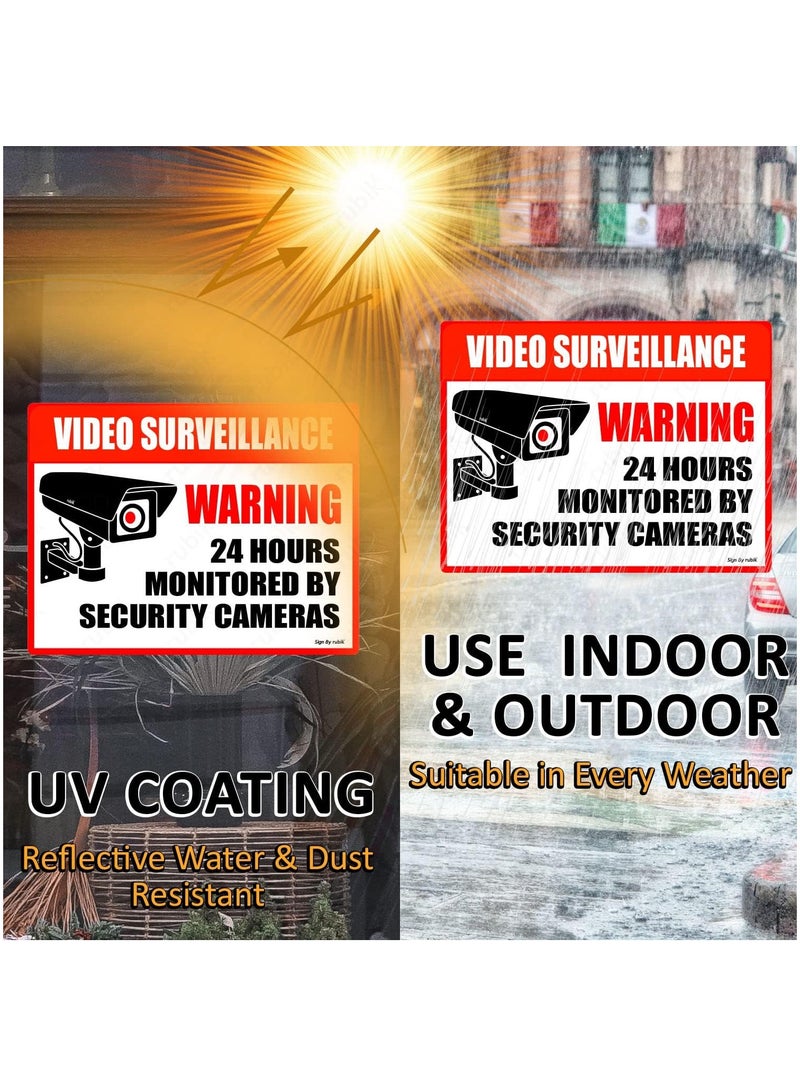 Rubik تحذير المراقبة بالفيديو 24 ساعة مراقبة بواسطة كاميرات الأمن لاصق ذاتي 20x15 سم، مقاوم للعوامل الجوية محمي من الأشعة فوق البنفسجية ملصق (1 قطعة) - Image 5