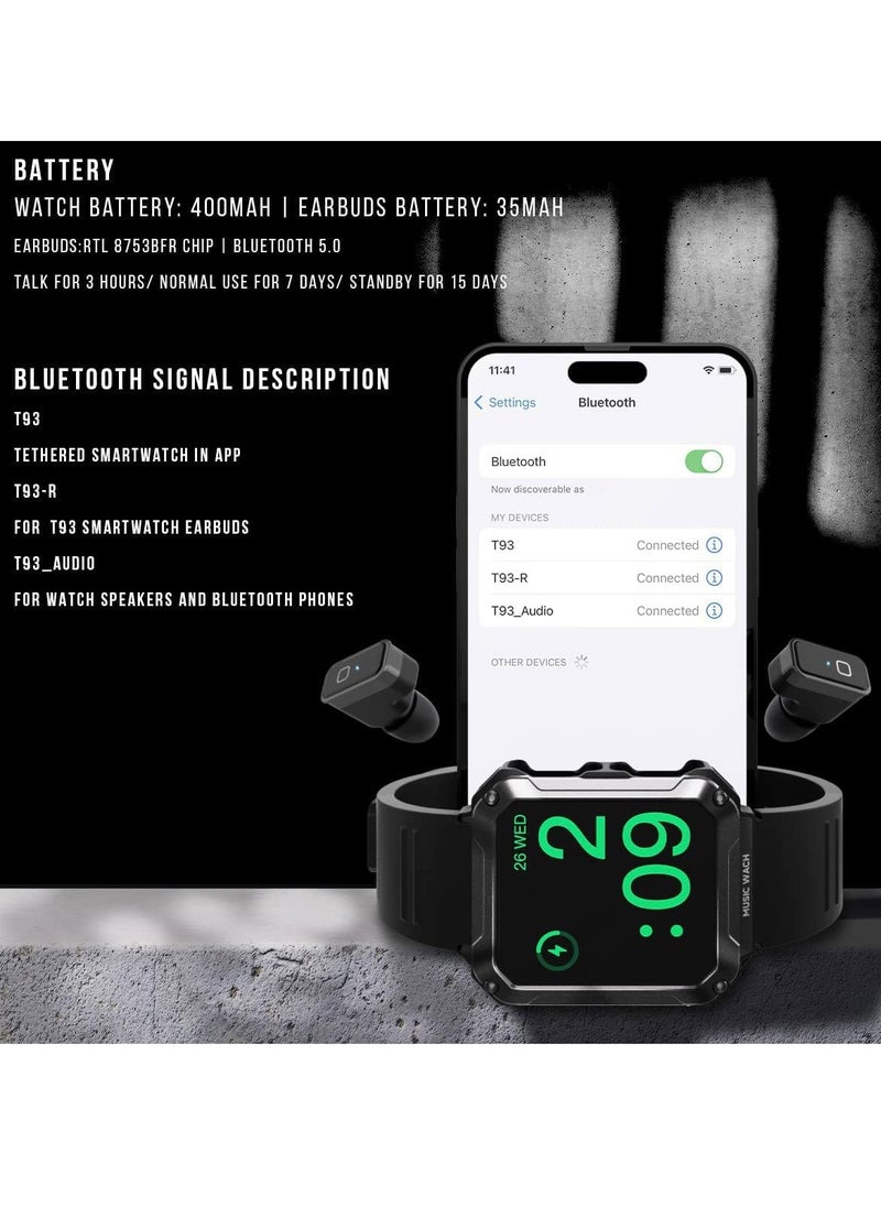 Excefore - Smart Watch with Earbuds,Watch Buds Smartwatch,3 in 1 Smart Watch Buit-in 4GB Memory,1.96" Smartwatches (Call Receive/Dial), Waterproof, Recording, Sleep Monitor, Fitness Tracker for iOS Android - Image 1