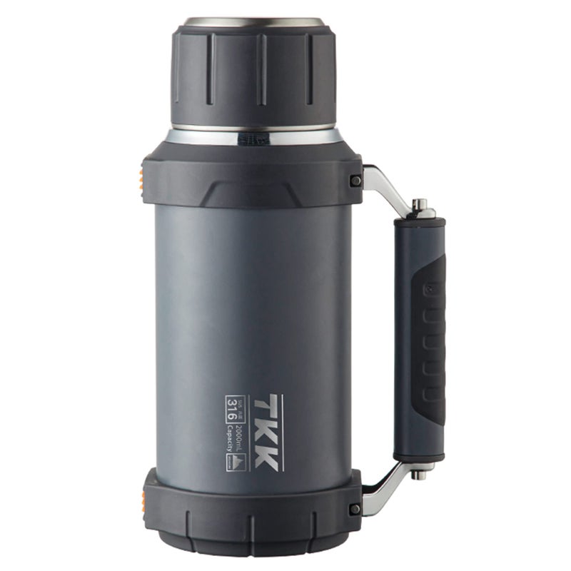 ترموسات قهوة كبيرة للمشروبات الساخنة ترموسات من الفولاذ المقاوم للصدأ 2QT 64oz زجاجة معزولة بالفراغ مع مقبض كوب تحافظ على السوائل ساخنة وباردة لمدة تصل إلى 24 ساعة للتجمعات الخارجية والتخييم