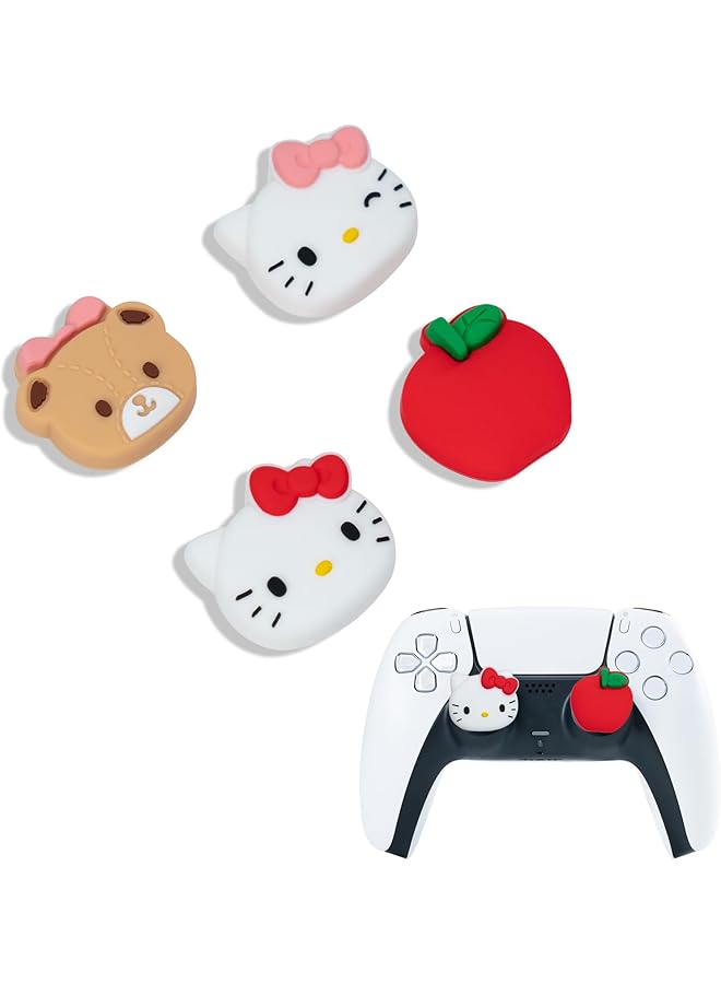Cute Thumb Grip Caps For Ps5 Soft Silicone Joystick Caps Cute Thumbstick Grips Compatible With Ps5/Ps4/Switch Pro Controller 4Pcs (Red & White)  - Image 1