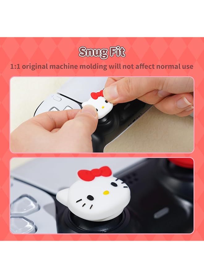 Cute Thumb Grip Caps For Ps5 Soft Silicone Joystick Caps Cute Thumbstick Grips Compatible With Ps5/Ps4/Switch Pro Controller 4Pcs (Red & White)  - Image 3