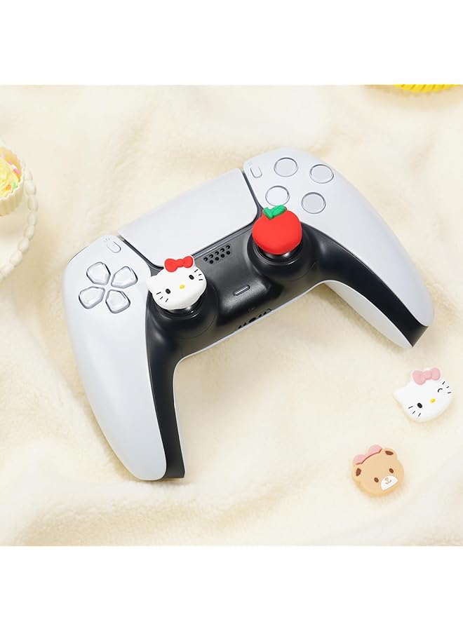 Cute Thumb Grip Caps For Ps5 Soft Silicone Joystick Caps Cute Thumbstick Grips Compatible With Ps5/Ps4/Switch Pro Controller 4Pcs (Red & White)  - Image 5