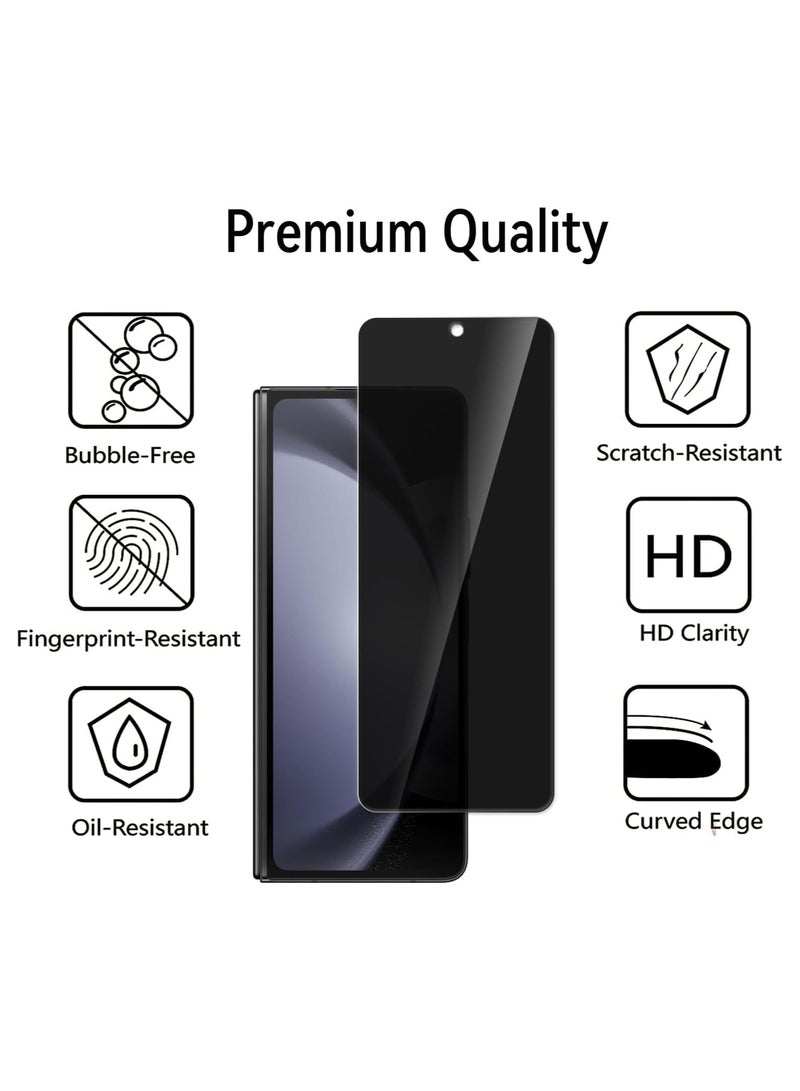2 حزمة من زجاج الشاشة لهاتف Samsung Galaxy Z Fold 6 واقي شاشة للخصوصية للشاشة الأمامية مضاد للتجسس من الزجاج المقسى 9H صلابة مقاومة للخدش واقي شاشة زجاجي خالٍ من الفقاعات لهاتف Samsung Galaxy Z Fold 6 - Image 3