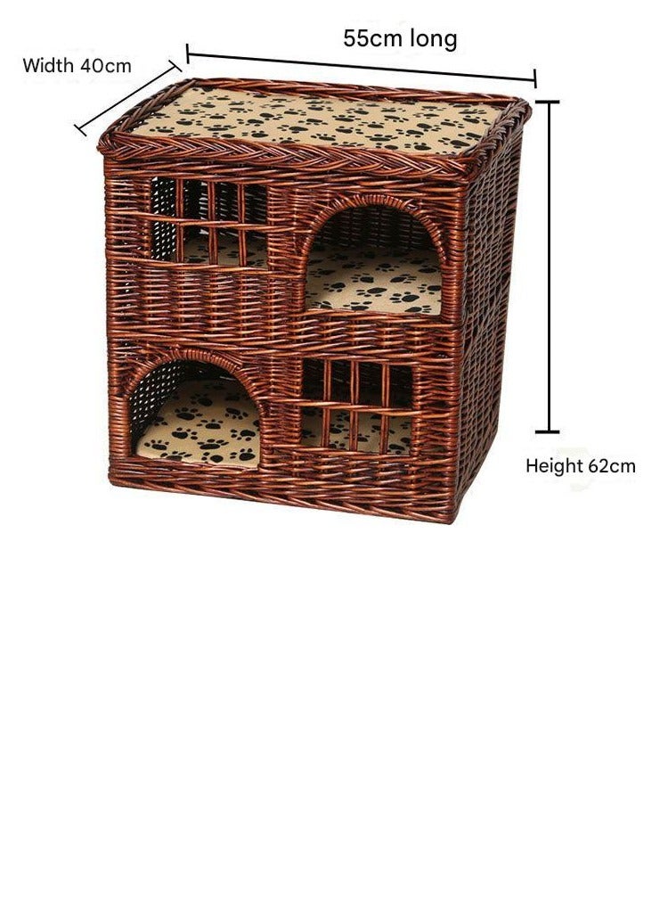 A.M Creative Bamboo Cat House with Cushion, Cute Modern Covered Cat Bed, Bamboo Cave Hideaway Hut, Pet Nest, All Season Cat Bed, Simple Breathable Pet Nest - Image 2